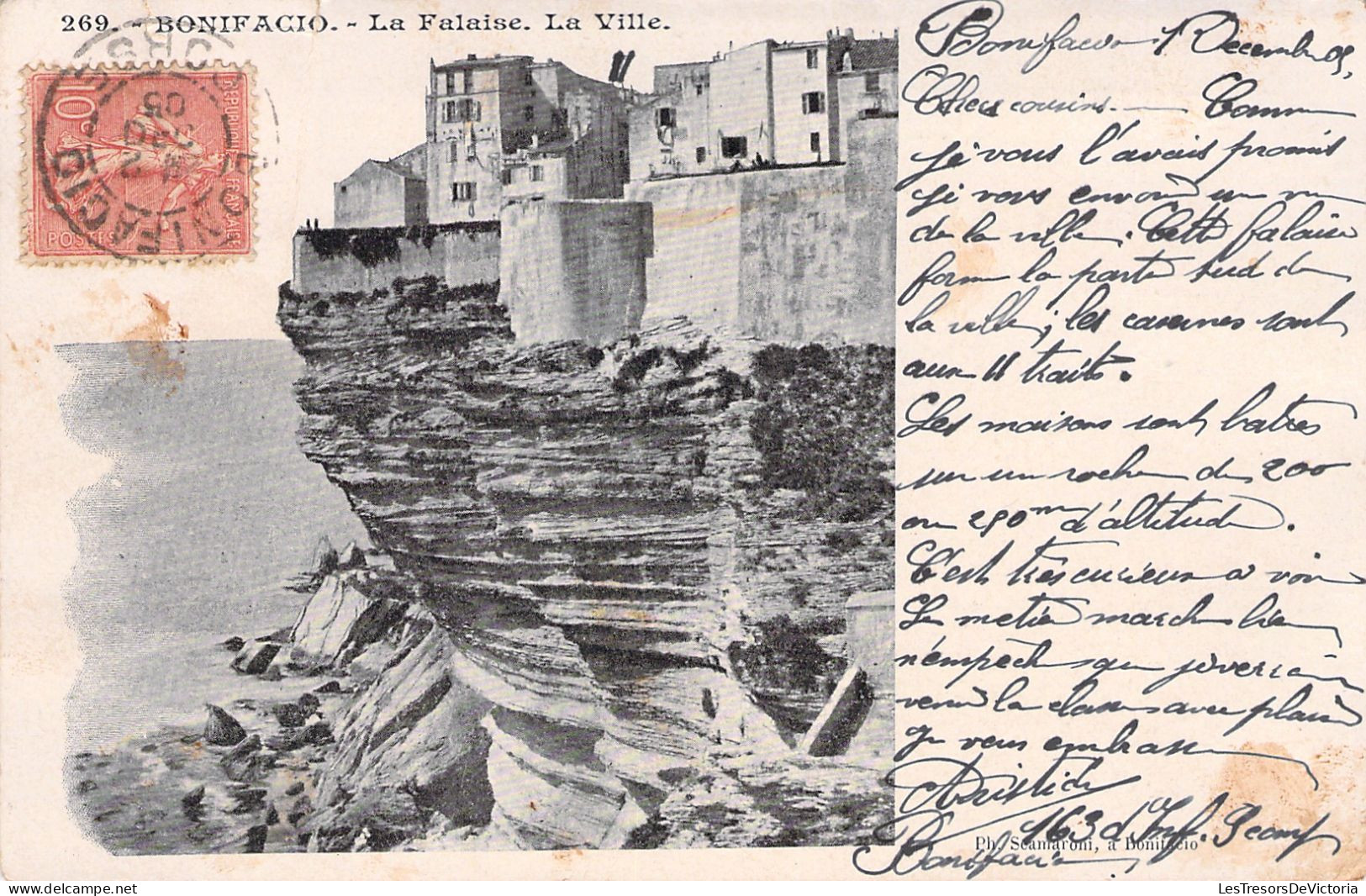 CORSE - Bonifacio - La Falaise - La Ville -  - Carte Postale Ancienne - Autres & Non Classés