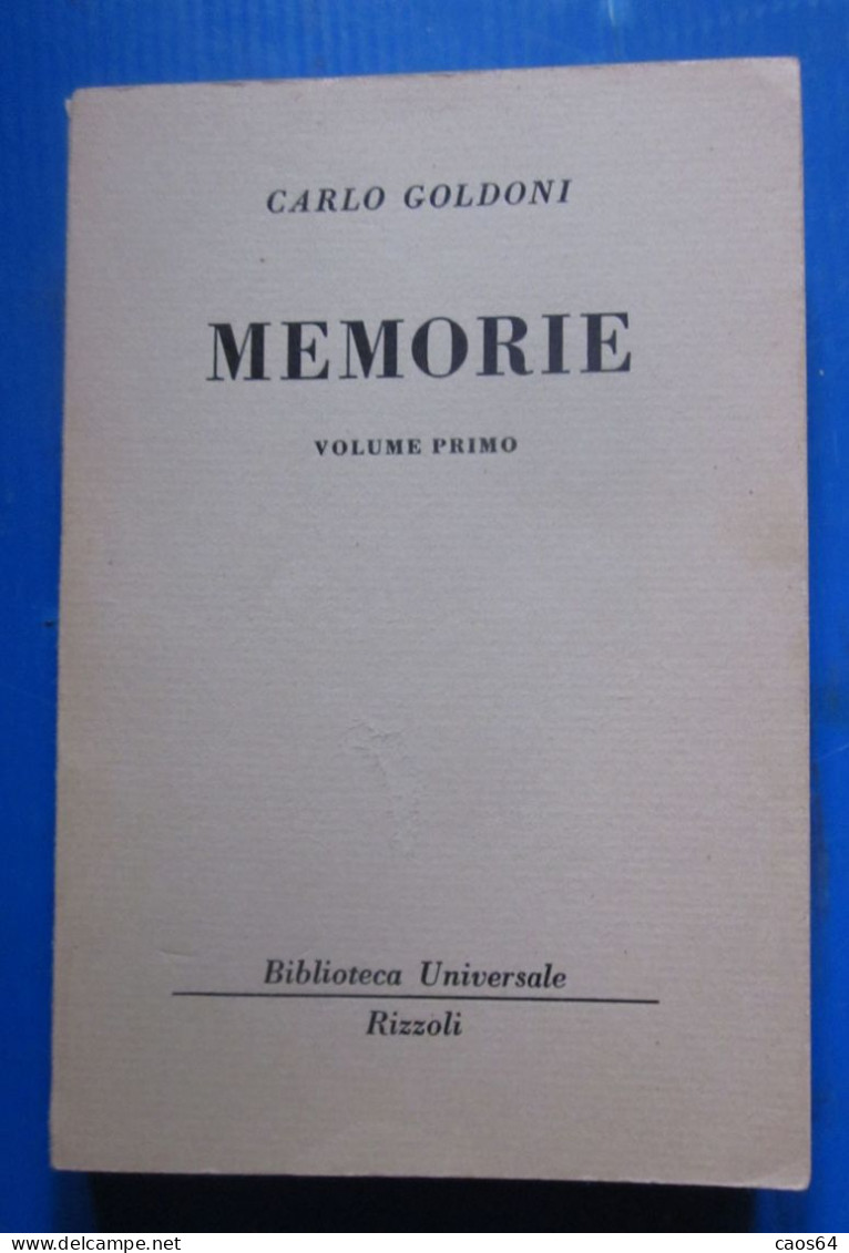 Memorie Vol. I Carlo Goldoni  Rizzoli BUR 1961 - Clásicos