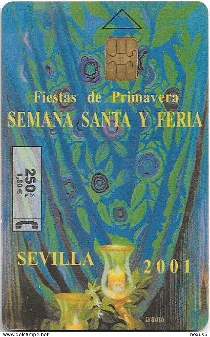 Spain - Telefónica - Sevilla 2001 (Semana Santa Y Feria) - P-455 - 03.2001, 250PTA, 6.000ex, Used - Emisiones Privadas