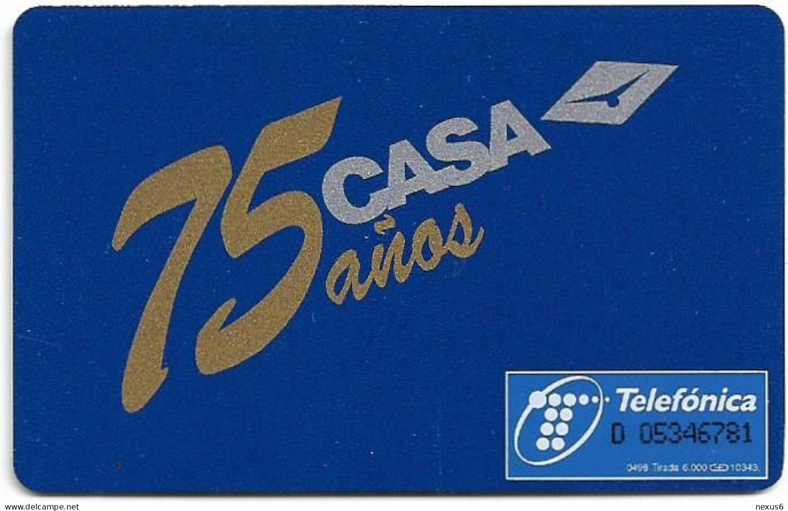 Spain - Telefónica - Casa 75 Años, Aircraft - P-329 - 04.1998, 6.000ex, Mint - Privatausgaben