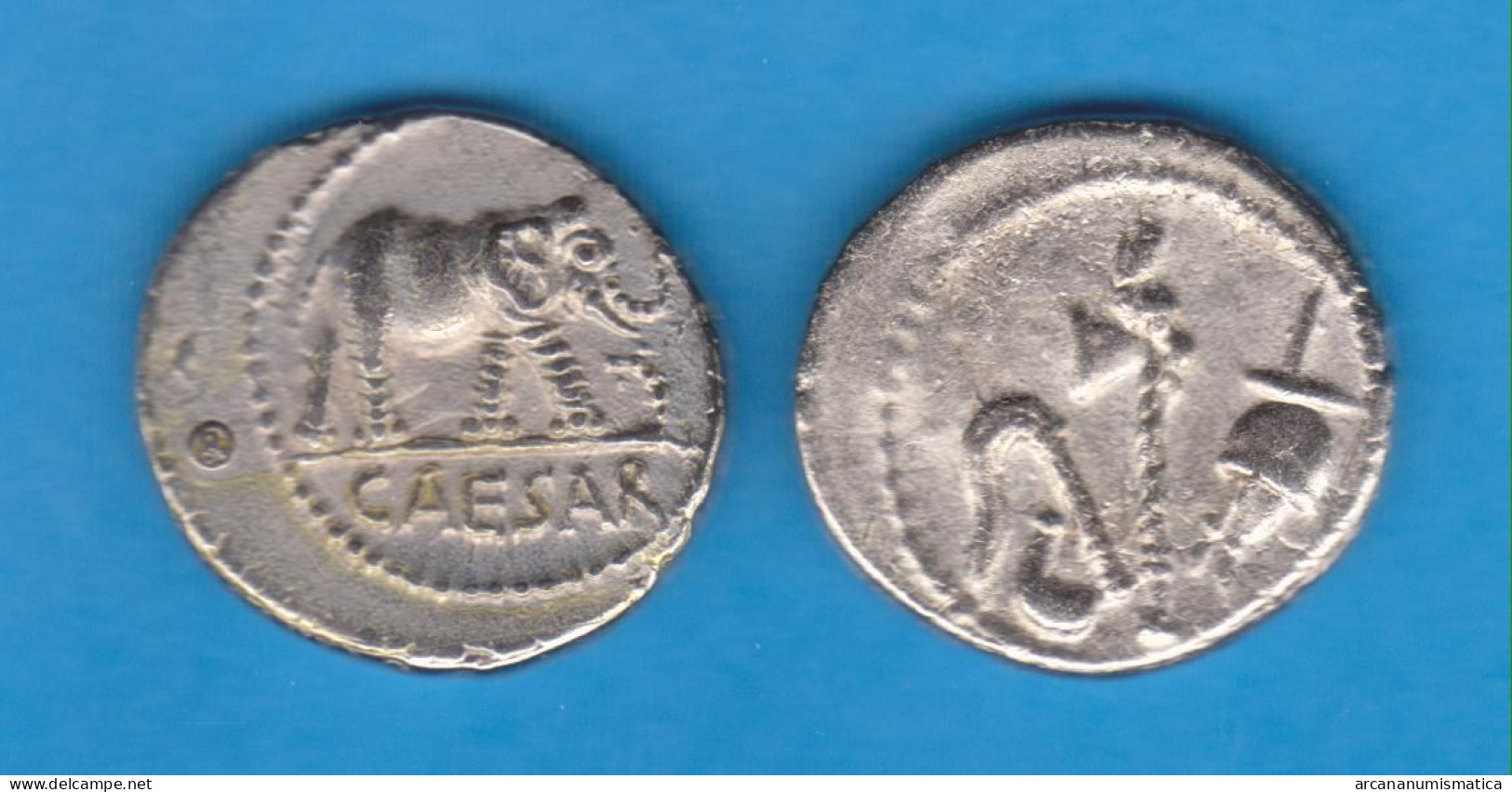 REPÚBLICA ROMANA DENARIO-PLATA 49-48 A.C. SC/UNC  JUCIO CESAR  Réplica  DL-11.989 - Fausses Monnaies