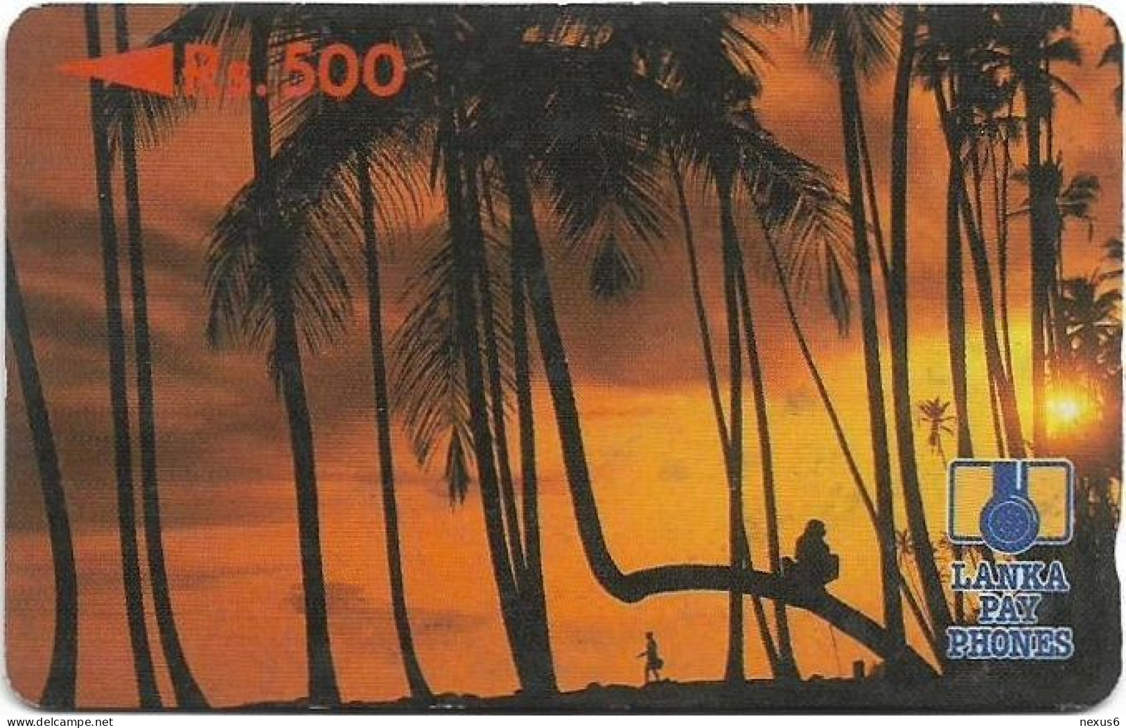 Sri Lanka - Lanka Pay Phones (GPT) - Palmtrees At Sunset - 2SRLD (Normal 0, Letter B), 500Rs, Used - Sri Lanka (Ceilán)