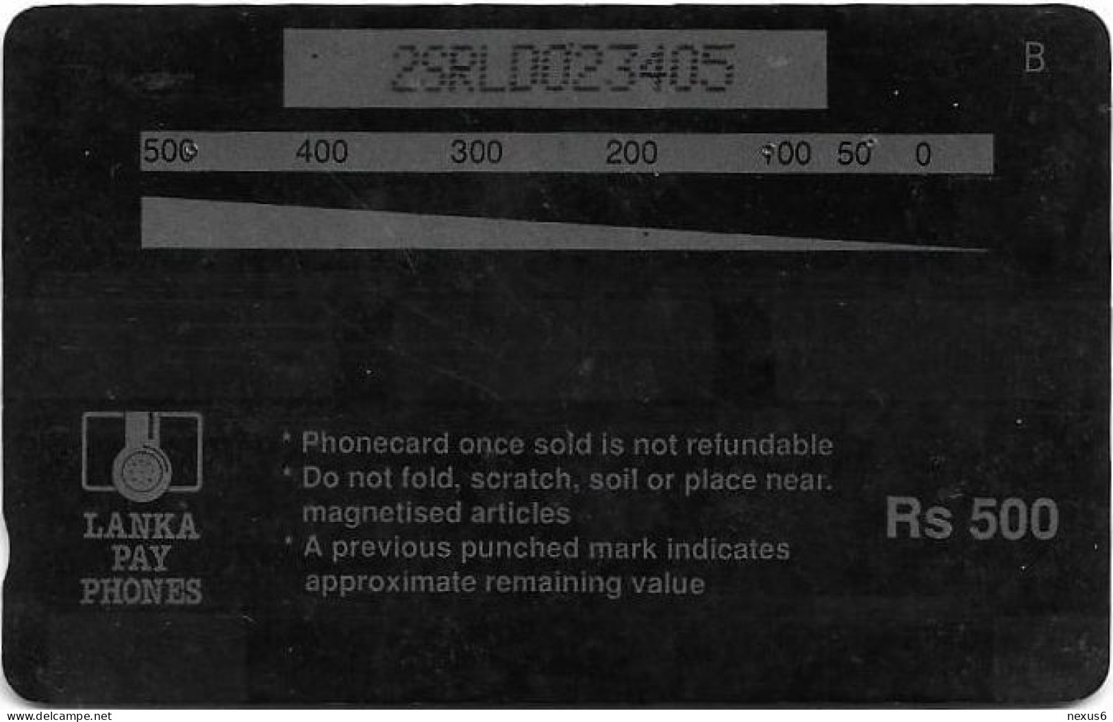 Sri Lanka - Lanka Pay Phones (GPT) - Palmtrees At Sunset - 2SRLD (Normal 0, Letter B), 500Rs, Used - Sri Lanka (Ceilán)