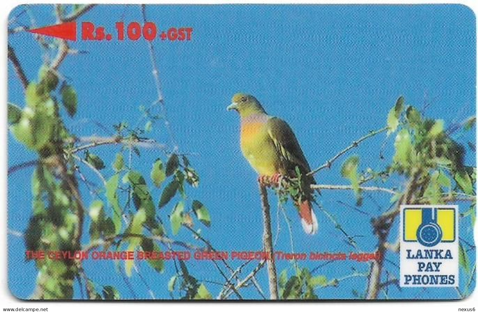 Sri Lanka - Lanka Pay Phones (GPT) - Orange Breasted Green Pigeon - 37SRLE (Normal 0, Letter B), 100Rs, Used - Sri Lanka (Ceilán)