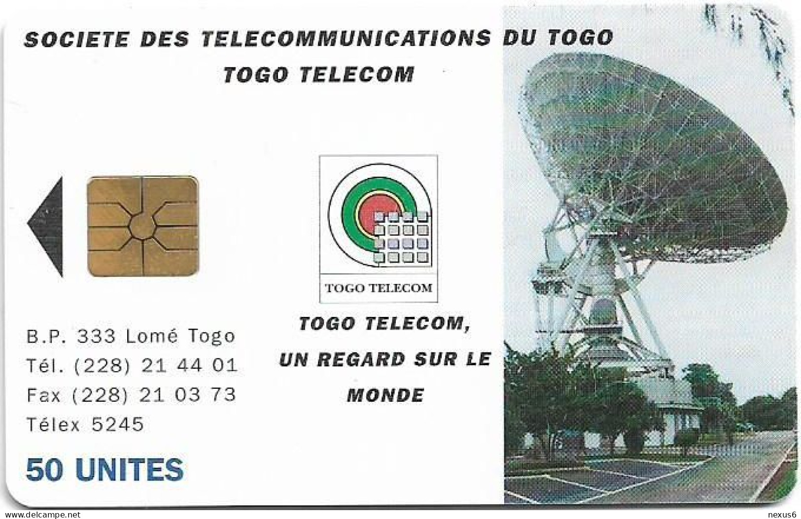 Togo - OPTT (Chip) - Earth Station - Gem1A Symm. Black, Cn. Black, 1995, 50Units, Used - Togo