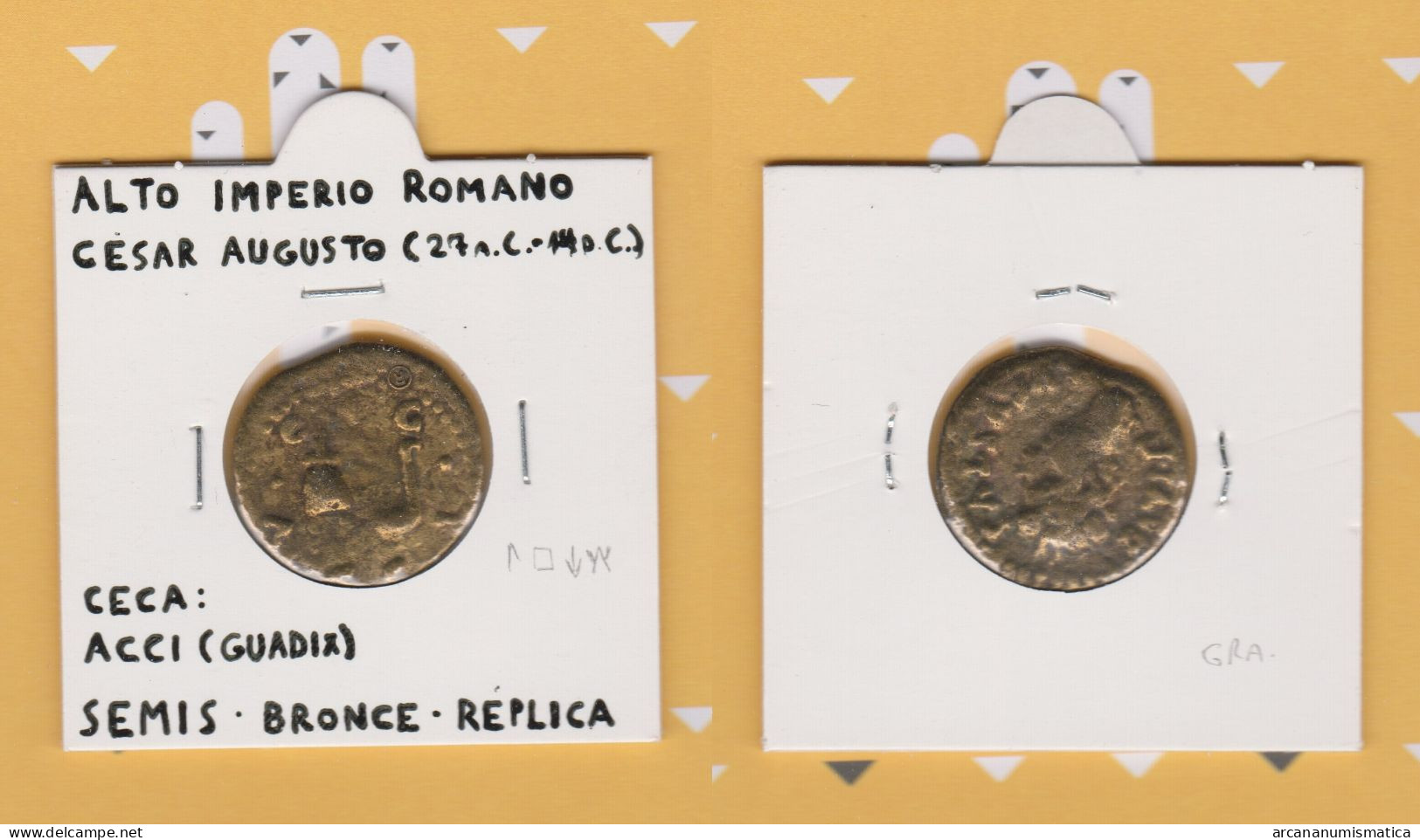 ALTO IMPERIO ROMANO Semis Bronce Ceca: GUADIX Cesar Augusto Réplica  DL-13.409 - Imitazioni