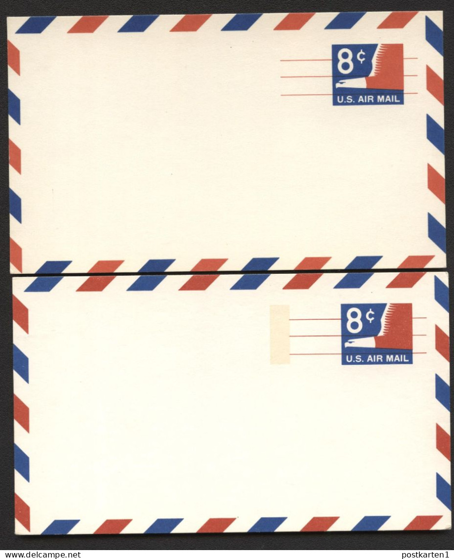 UXC9 2 Air Mail Postal Cards TAGGED + UNTAGGED Mint Vf 1968-69 - 1961-80