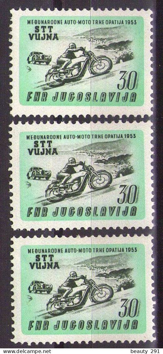 ITALIA - Trieste-Zona B -1953 Mi 99 X 3 - Auto-Moto Racing - MNH**VF - Mint/hinged