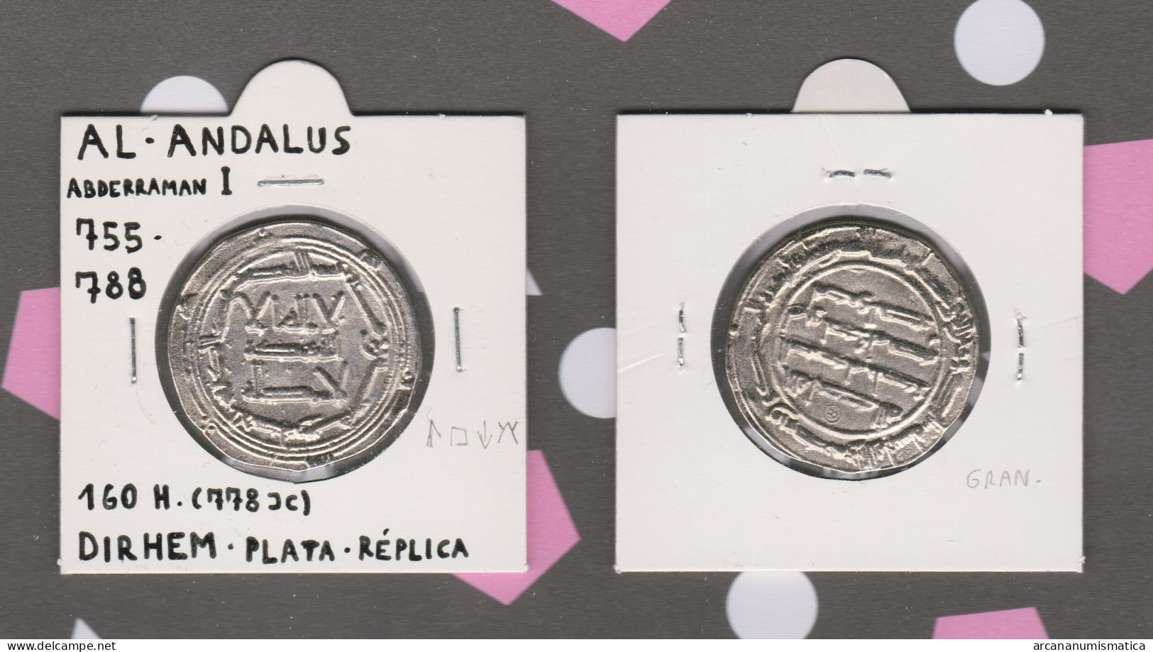 AL-ANDALUS  Dirhem-Plata Abderraman I  Réplica  T-DL-13.415 - Fausses Monnaies