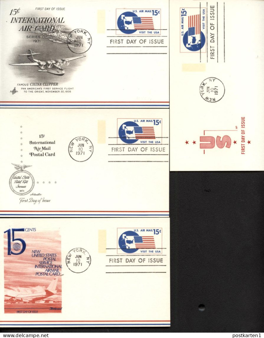 UXC11 4 Air Mail Postal Cards FDC 1971 - 1961-80