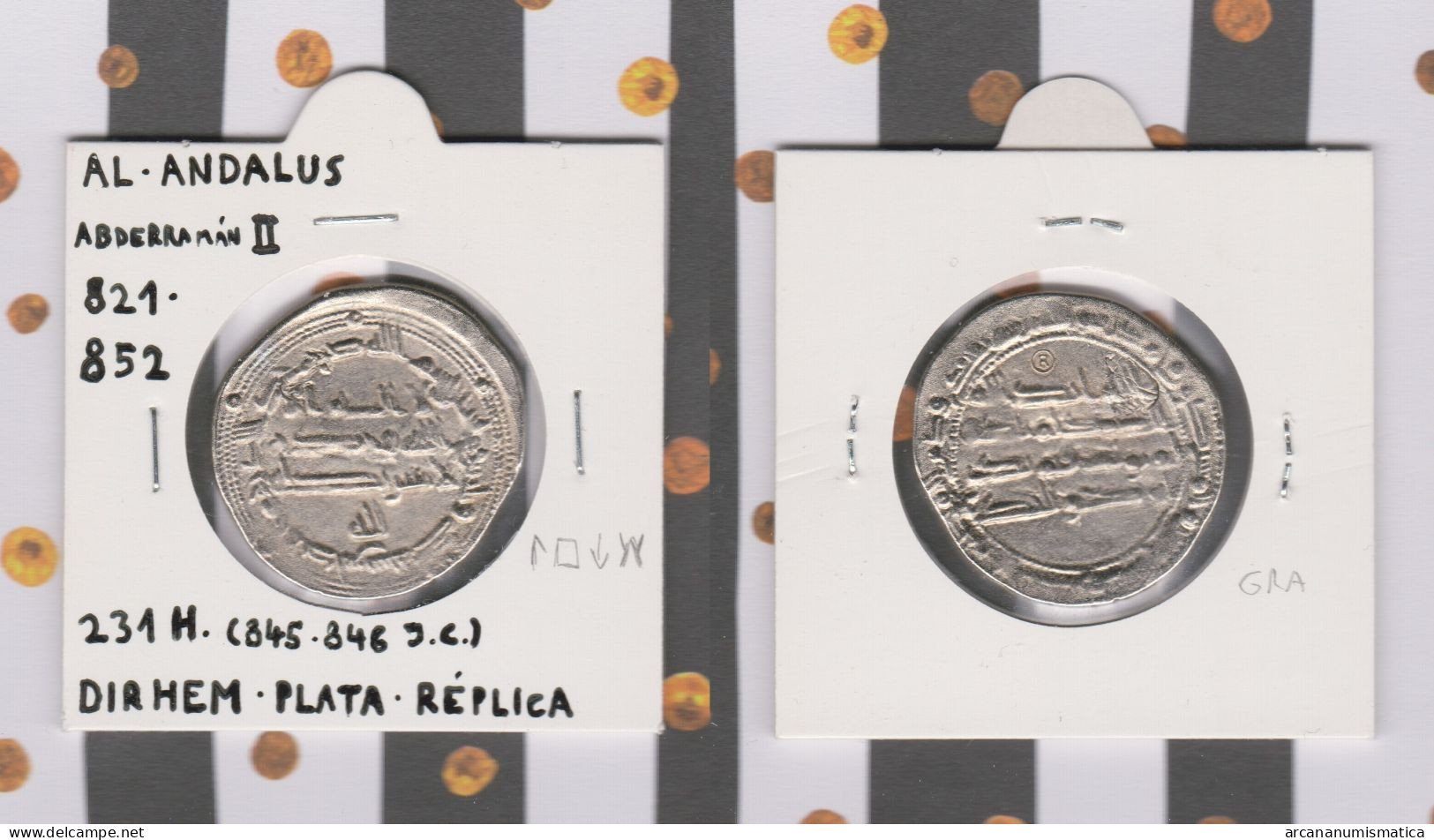 AL-ANDALUS  DIRHEM Plata  Abderraman II   Réplica   DL-13.417 - Monedas Falsas