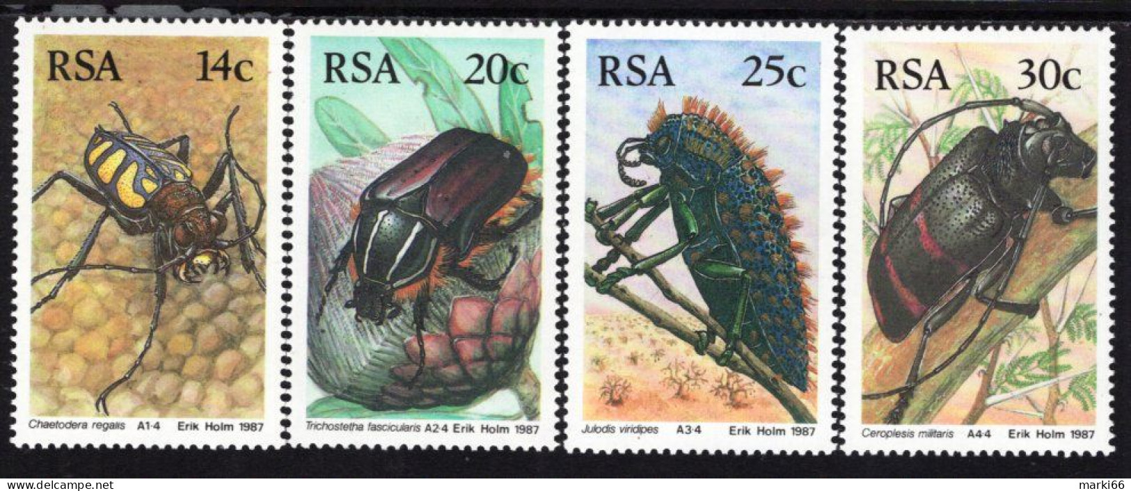 South Africa - 1987 - Insects - Beetles - Mint Stamp Set - Nuevos