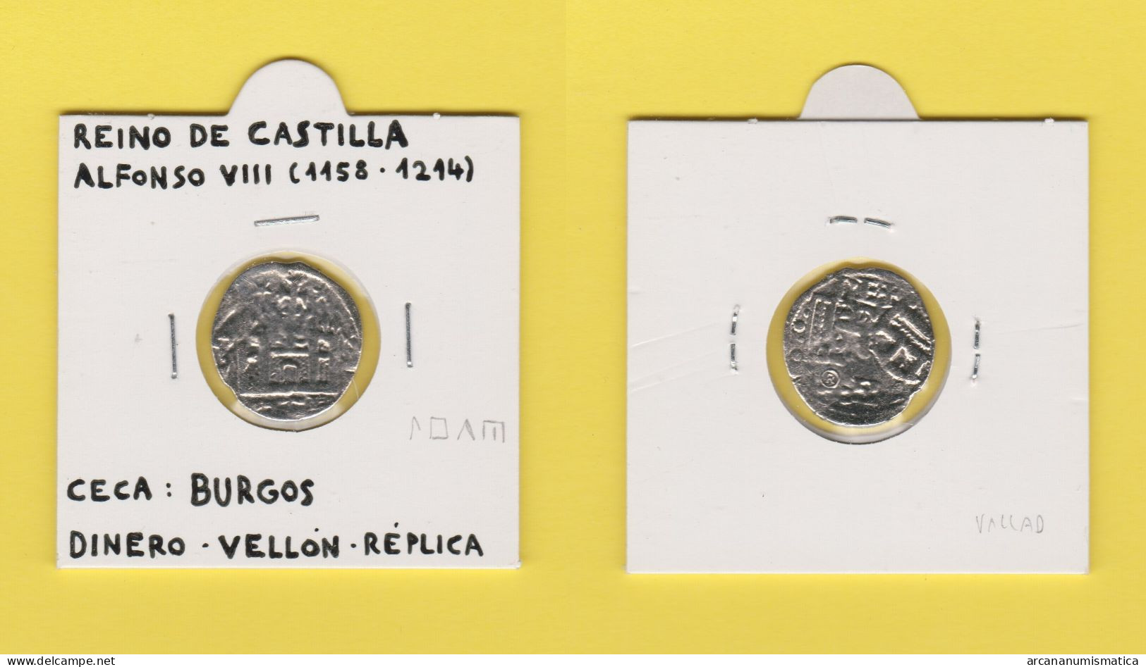 Alfonso VIII 1158-1214    Dinero-Vellon Ceca:Burgos   Réplica   DL-13.389 - Fausses Monnaies