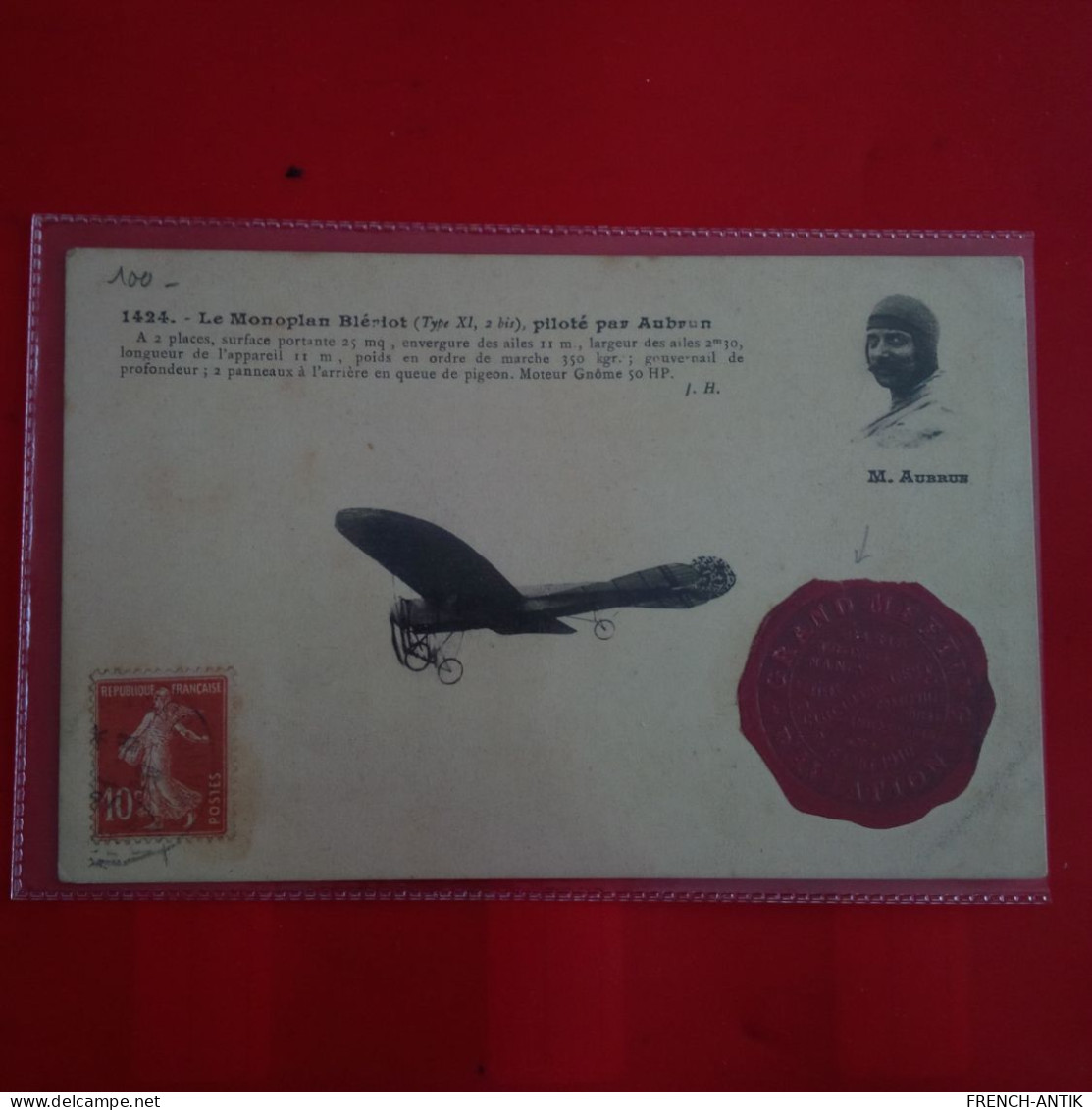 LE MONOPLAN BLERIOT PILOTE PAR AUBRUN VIGNETTE GRAND MEETING D AVIATION 1910 - ....-1914: Précurseurs