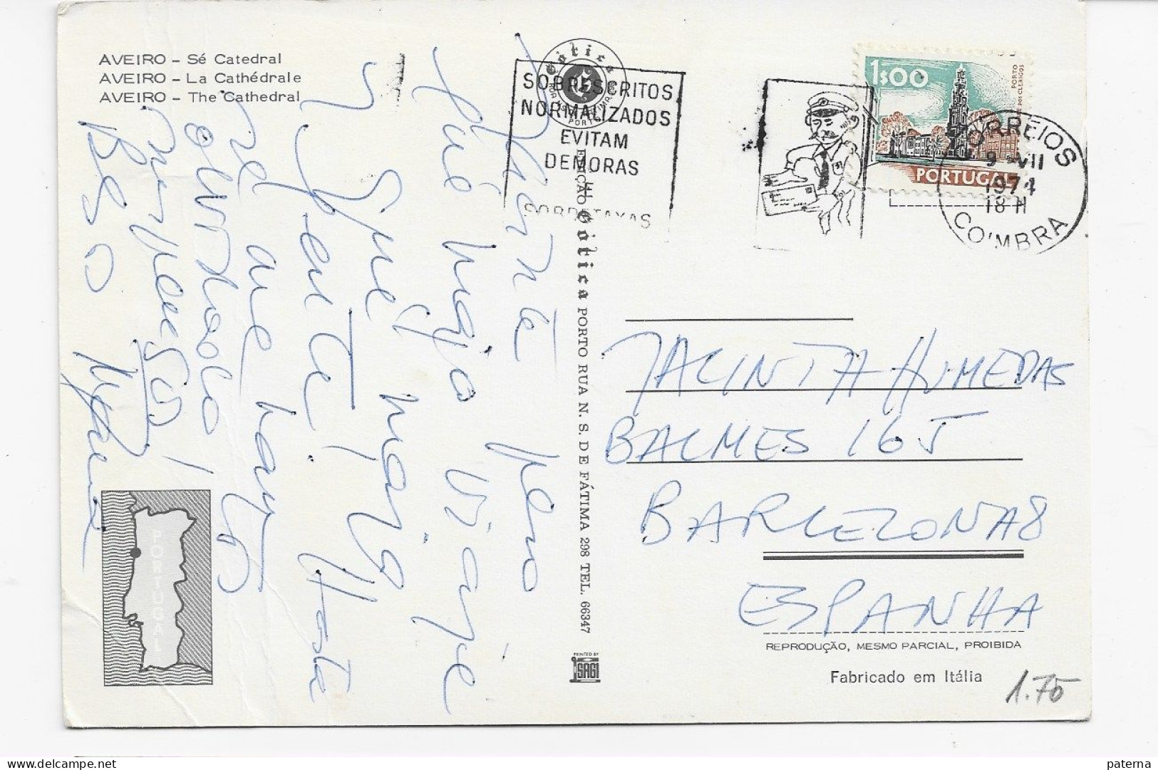 3816   Postal   Coimbra 1974 Portugal - Lettres & Documents