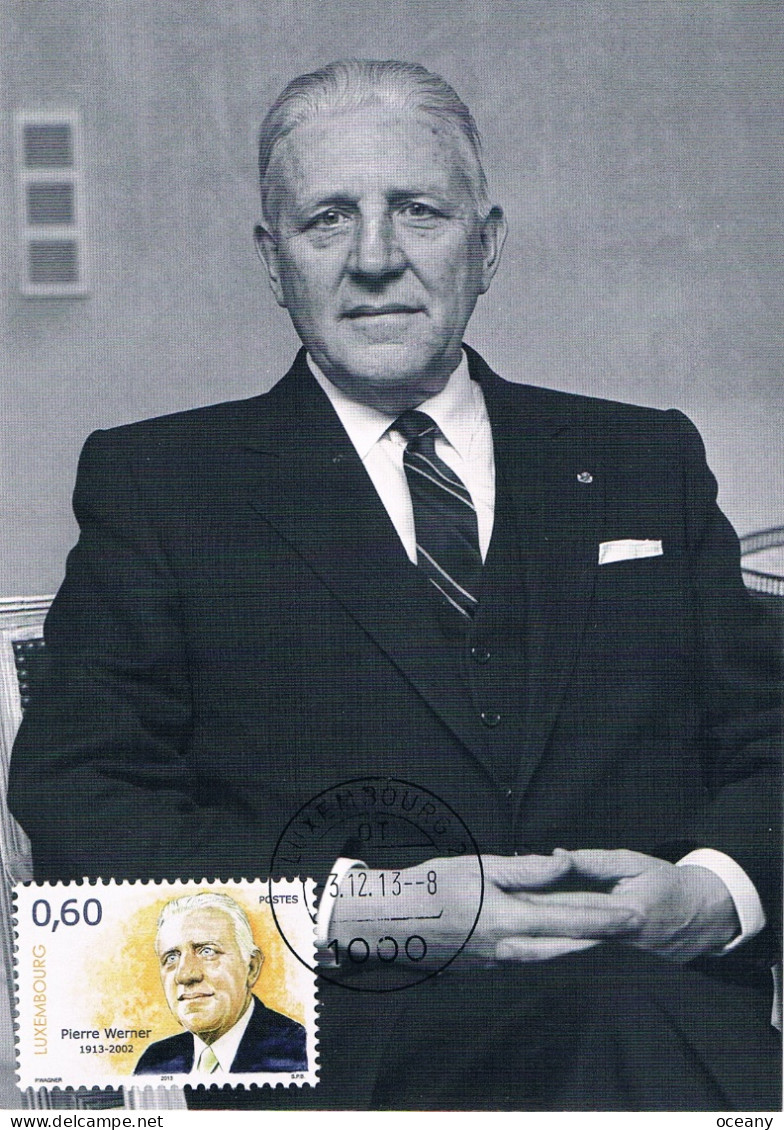 Luxembourg - Centenaire De La Naissance De Pierre Werner, Homme D'Etat CM 1930 (année 2013) - Maximum Cards