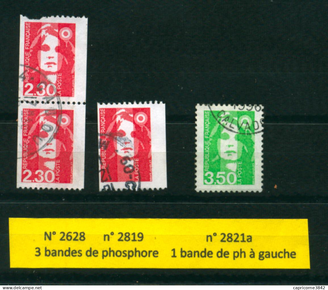 Variétés De Phosphore Sur Timbres MARIANNE DE BRIAT N° 2628 - 2819 Et 2821a - Oblitérés