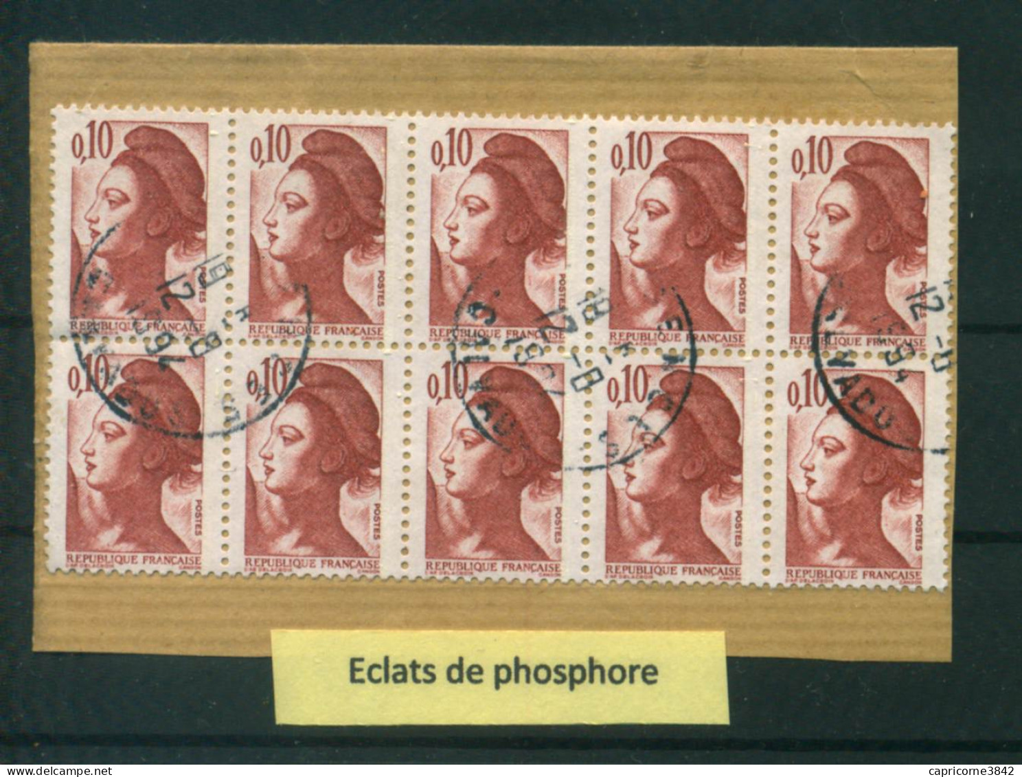 Eclats De Phosphore Sur Timbres LIBERTE N° 2179  (sur Fragment)  - Used Stamps