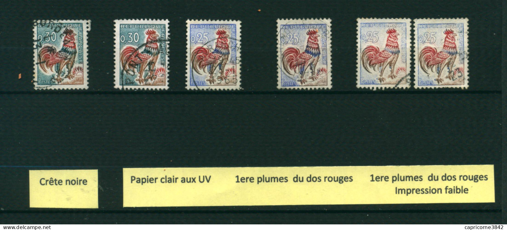 Variétés Timbres COQ DE DECARIS N° 1331 Et 1331A - Gebruikt