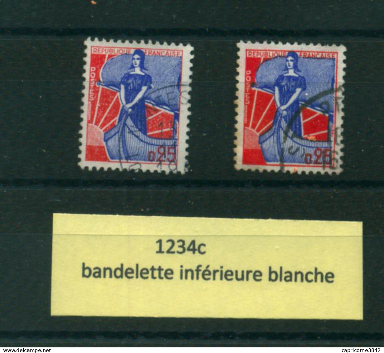 Marianne à La Nef N° 1234c - Bandelette Inférieure Blanche - Gebraucht