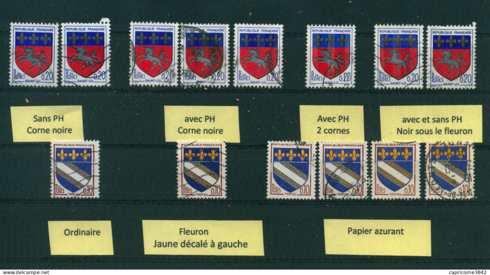 Variétés Sur Blasons Saint Lo N° 1510 Et Troyes N° 1353 - Used Stamps