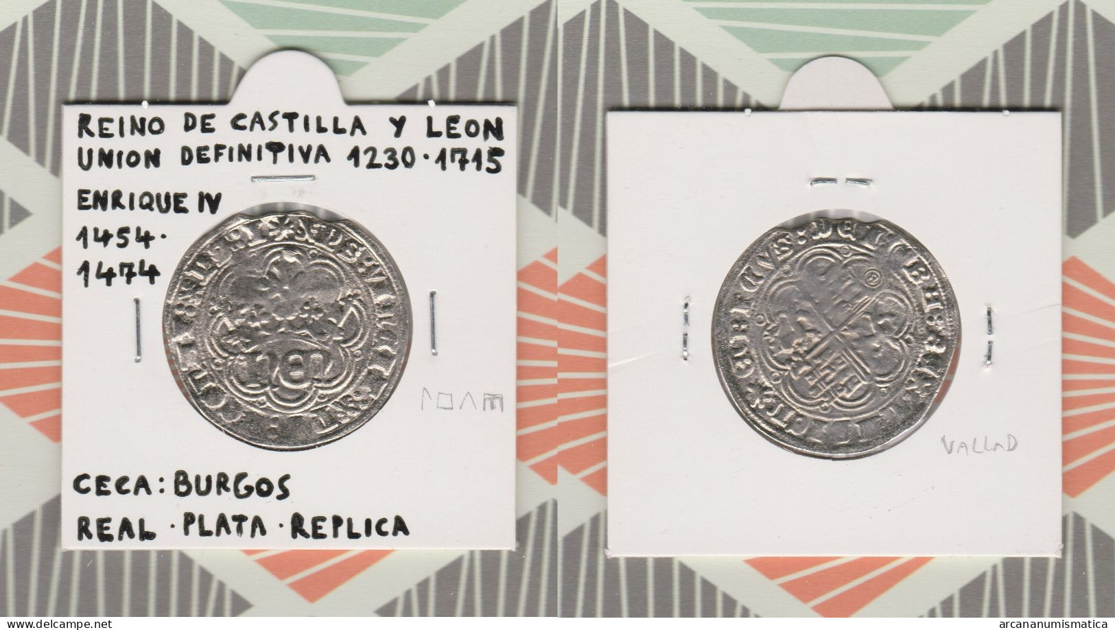ENRIQUE IV  1.454-1.474  REAL-PLATA  Ceca: Burgos  Réplica   DL-13.400 - Imitazioni