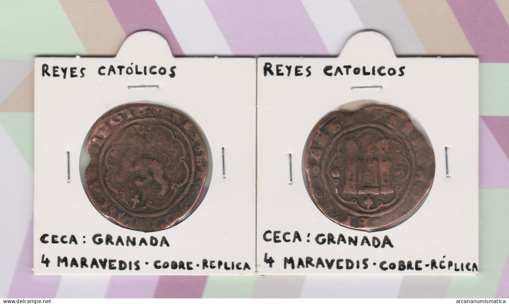 REYES CATOLICOS  4 MARAVEDIS Cobre Ceca : Granada  Réplica   T-DL-13.432 - Monedas Falsas