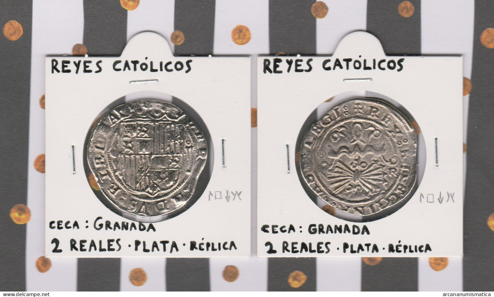 REYES CATOLICOS  2 REALES - PLATA Ceca : Granada  Réplica   T-DL-13.436 - Valse Munten