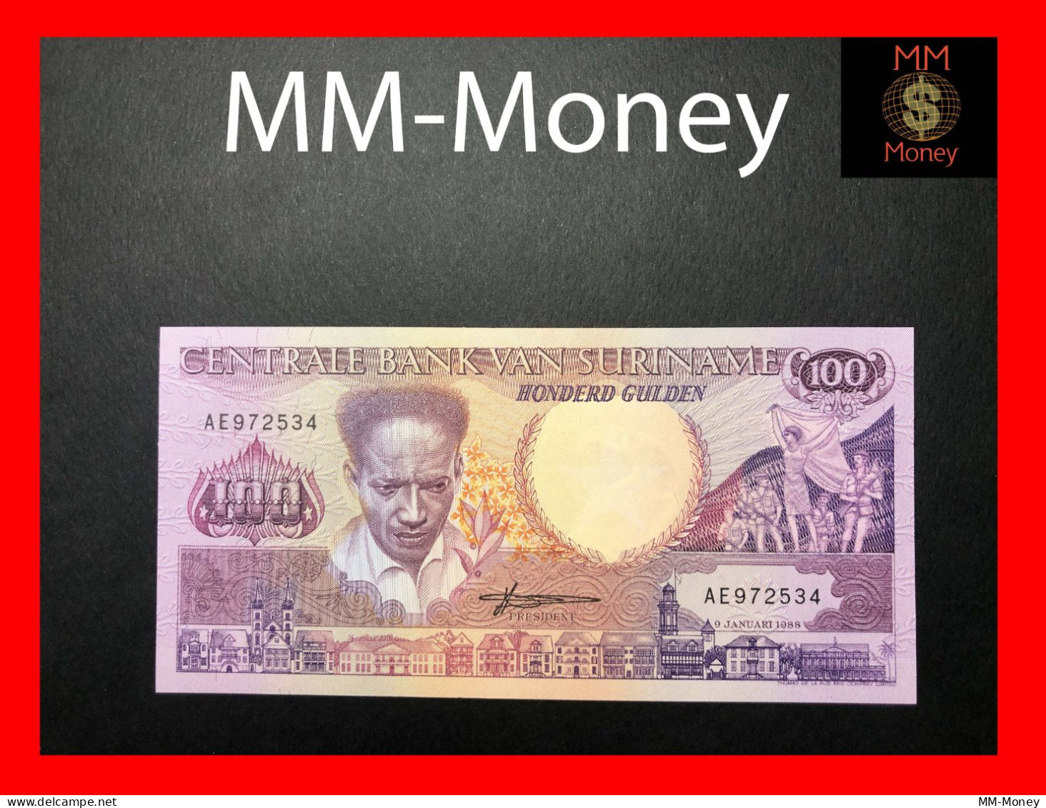 SURINAME  100 Gulden  9.1.1988    P. 133    UNC - Surinam