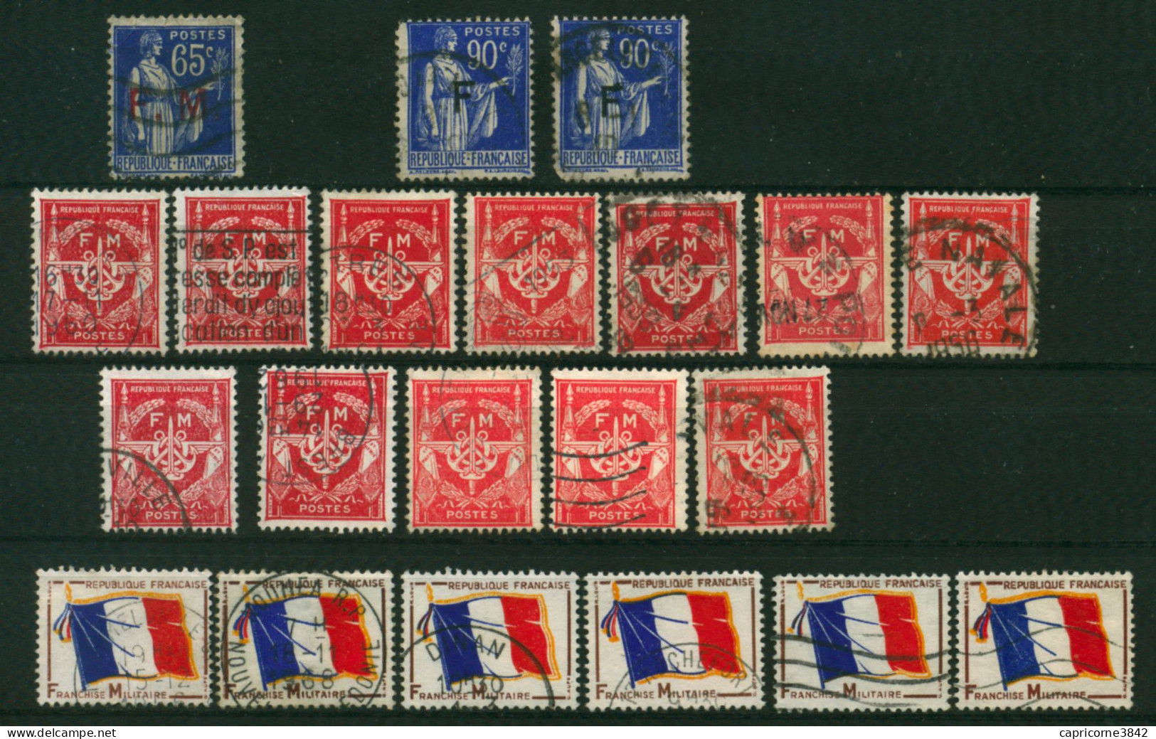 Timbres De FRANCHISE MILITAIRE (manque 1 Dent D'angle Sur Les N° 10)  - Military Postage Stamps