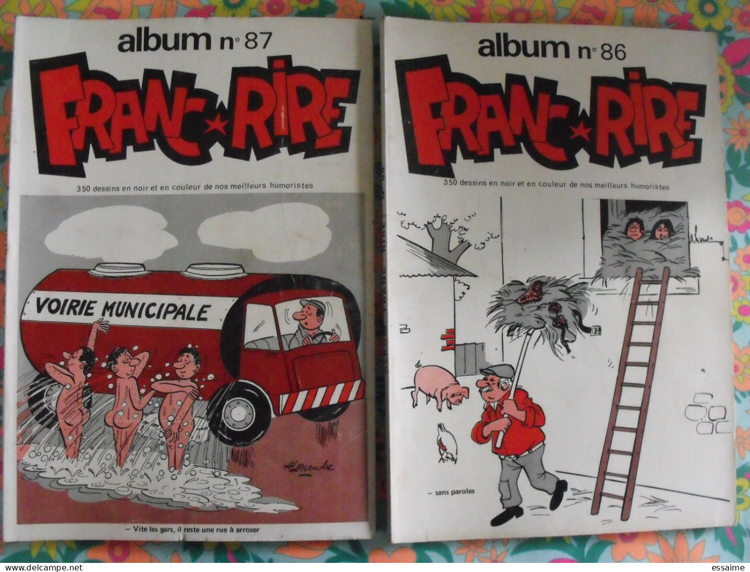 lot de 13 albums Franc-rire de 350 dessins (env. 80 n°) 1973-81. humour tienno lassalvy bernie rené caillé piem van dam