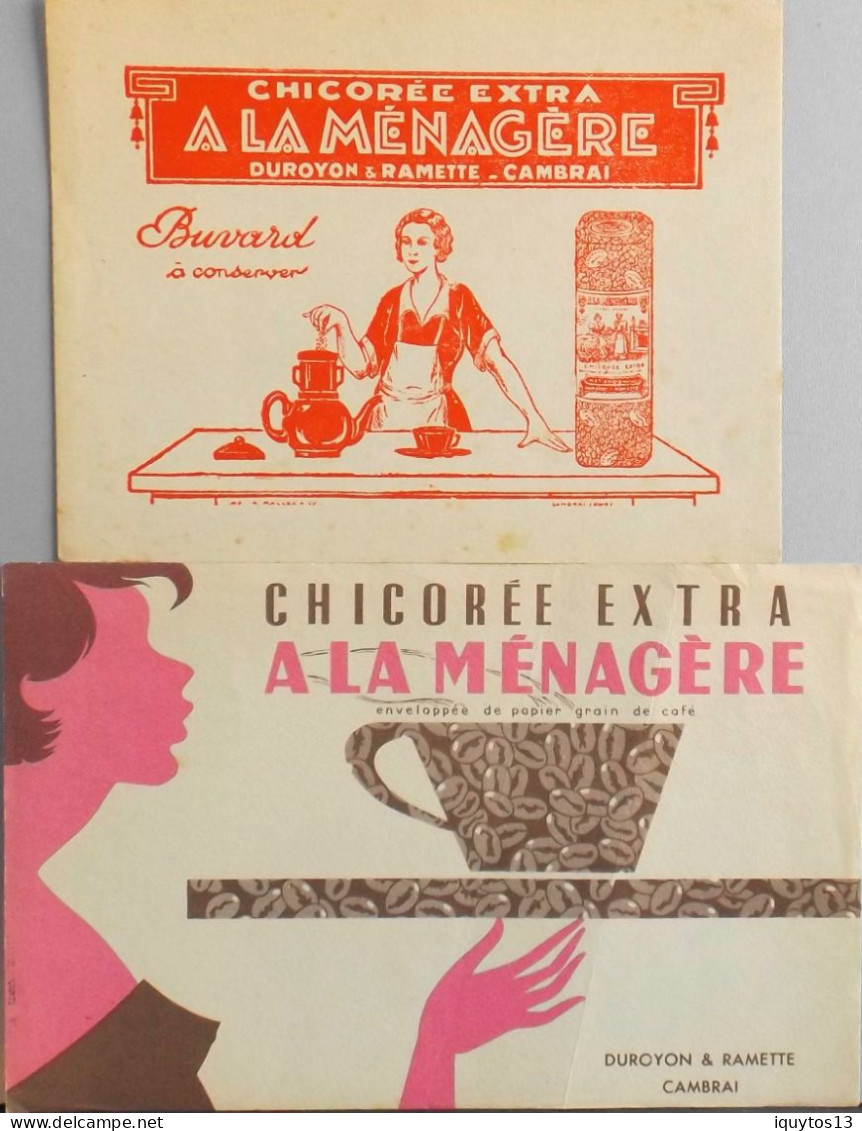 2 Buvards - Chicorée Extra " A LA MENAGERE "  - Très Bon Etat - Café & Té