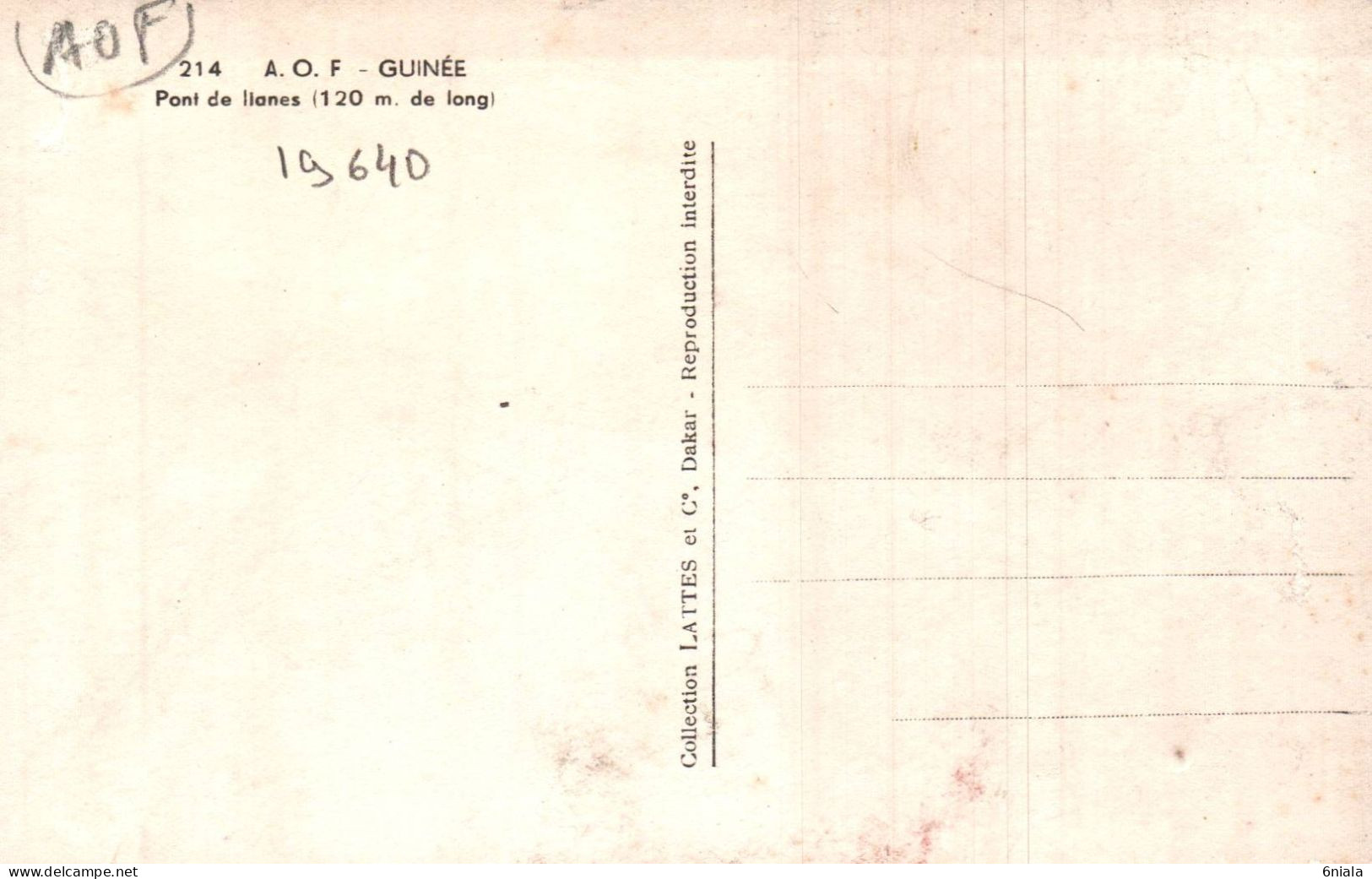 19640  AOF Guinée  Pont De Lianes ( 120 M De Long  ,  ( 2 Scans)  GUINEE - Frans Guinee