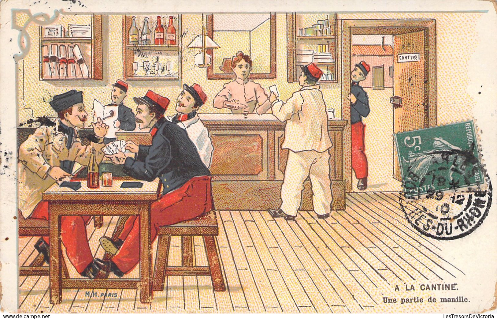 JEUX - Cartes A Jouer - Une Partie De Manille - à La Cantine - Carte Postale Ancienne - Playing Cards