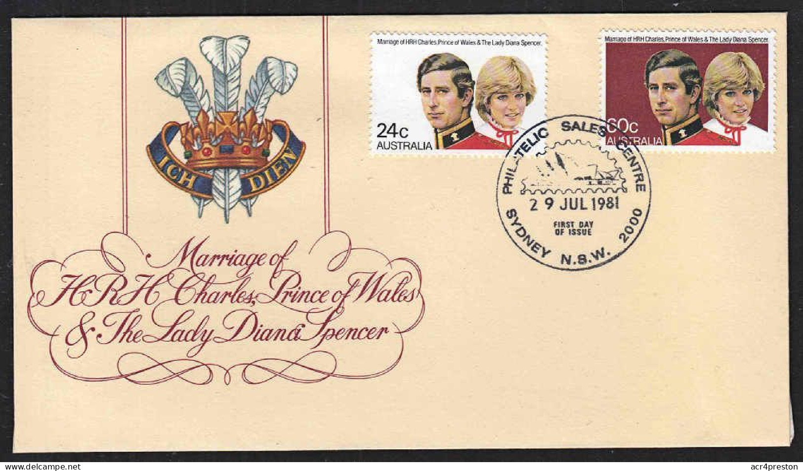 Ca0724  AUSTRALIA 1981,  SG 821-2 Marriage Of Prince Charles And Lady Diana, FDC - Covers & Documents