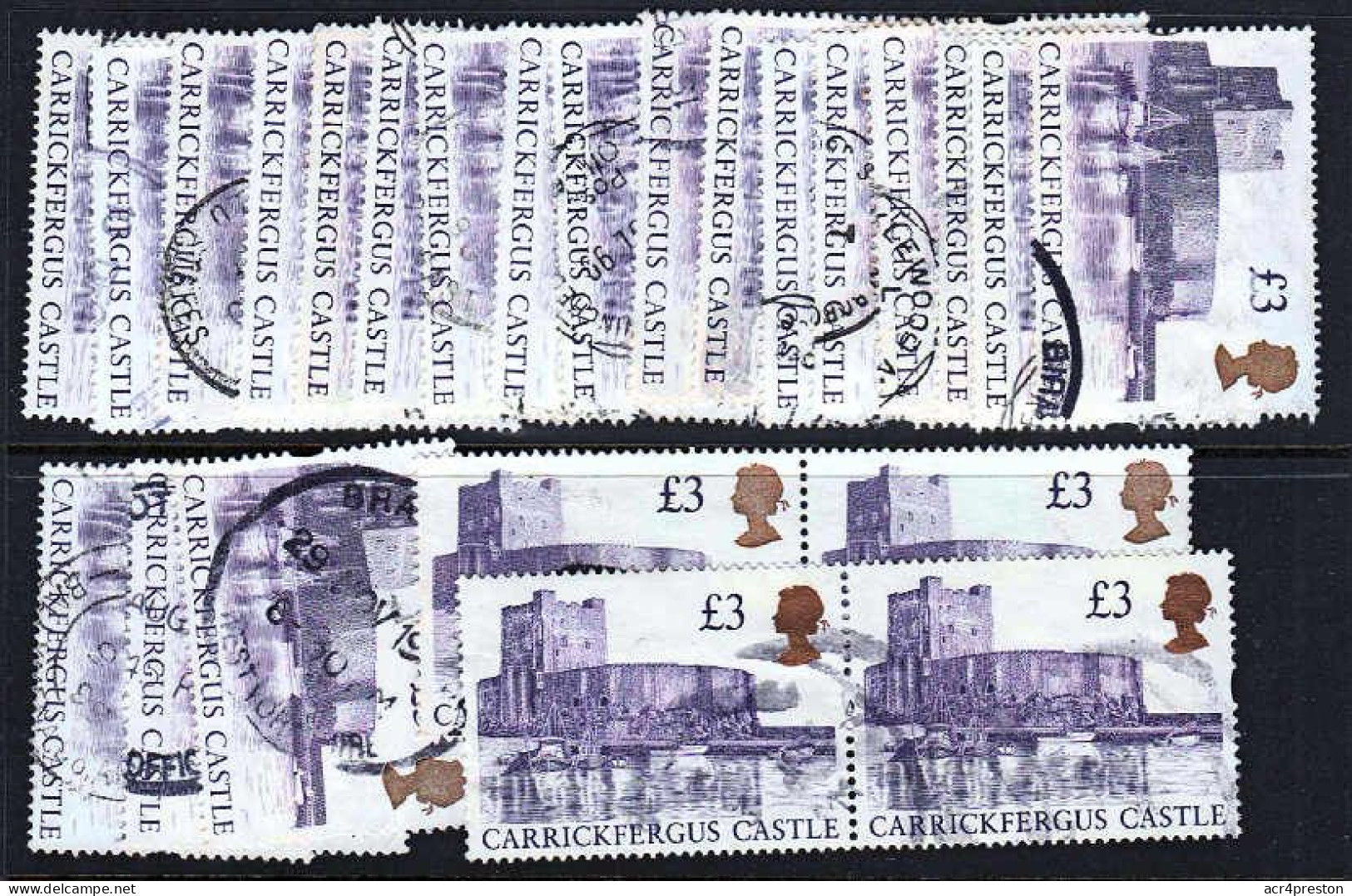 A0021 GREAT BRITAIN, Small Lot Of 25 Carrickfergus Castle £3 Stamps, Used - Otros & Sin Clasificación