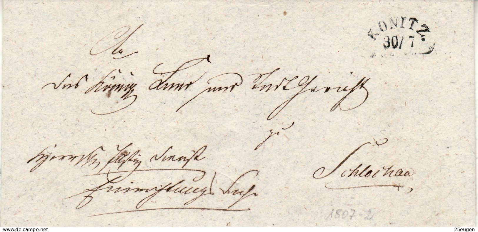 POLAND / GERMAN ANNEXATION 1830 LETTER  SENT FROM CHOJNICE  /KONITZ/ TO CZŁUCHÓW /SCHLOCHAU/ - ...-1860 Voorfilatelie