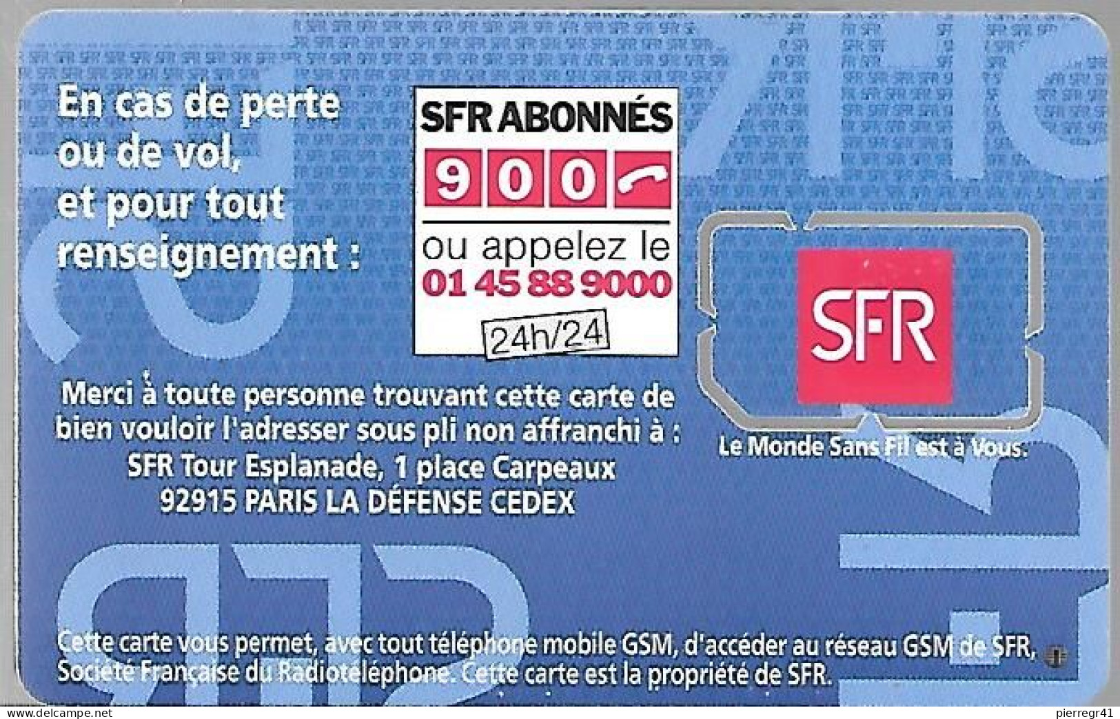 CARTE-GSM-SFR-PUCE C-SFR-SF3Cb-D5--V° Logo Bull-et Inovatron -GARANTIE ATTACHEE-TBE - Mobicartes (GSM/SIM)