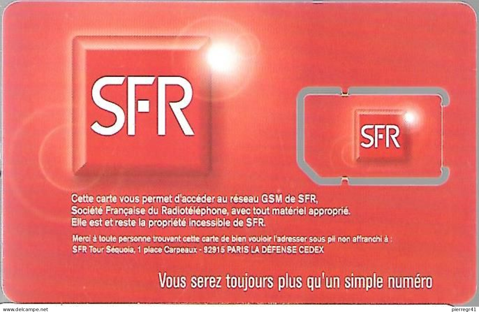 CARTE-GSM-SFR-PUCE J-SFR-SF7J-V° Sans Logo Bull-et Inovatron -GARANTIE ATTACHEE-NEUVE/TBE - Mobicartes (GSM/SIM)