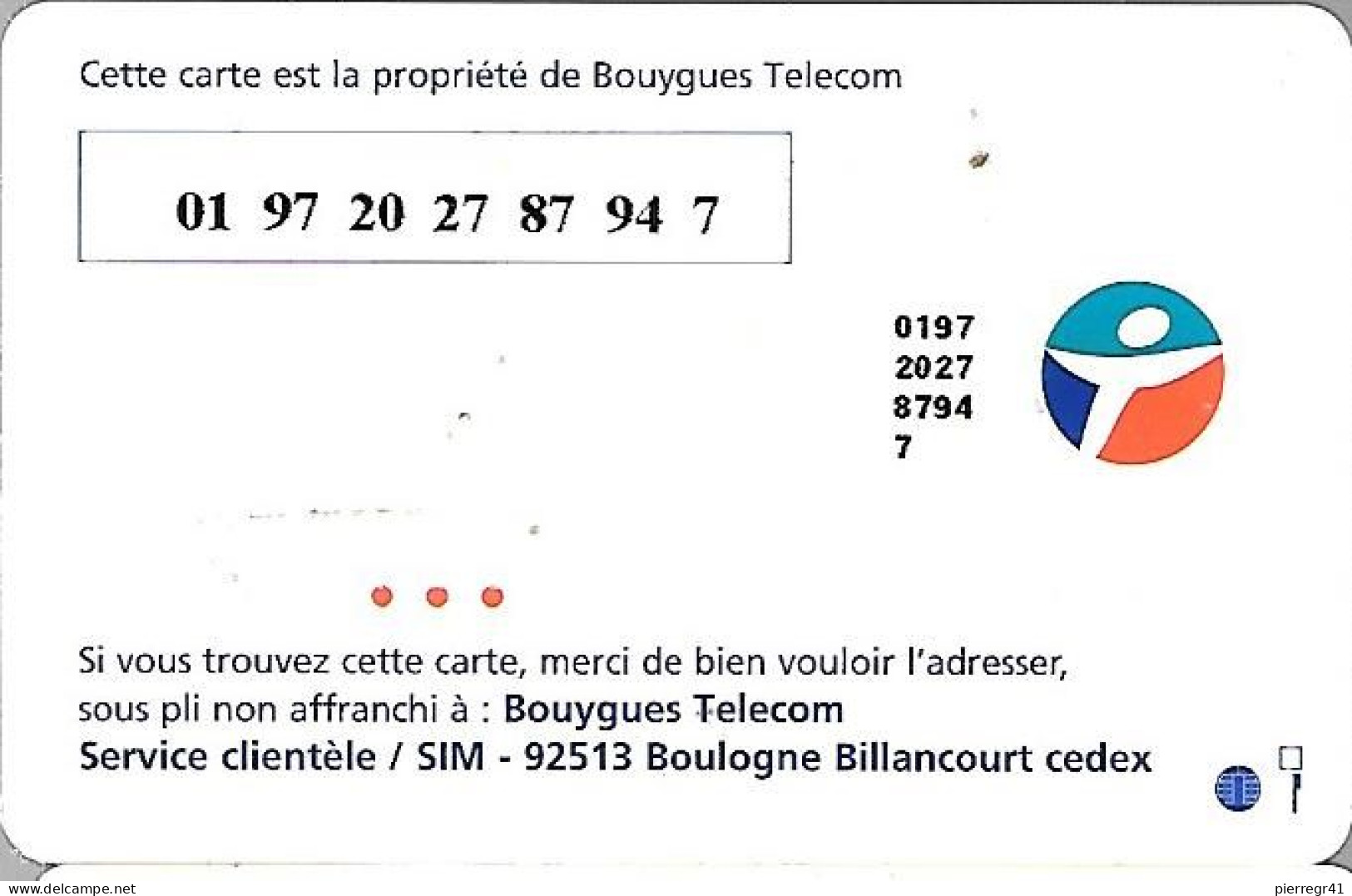 CARTE-PUCE-GSM-BOUYGUES-BT3J-D2-PUCE J- BE-RARE - Mobicartes (GSM/SIM)