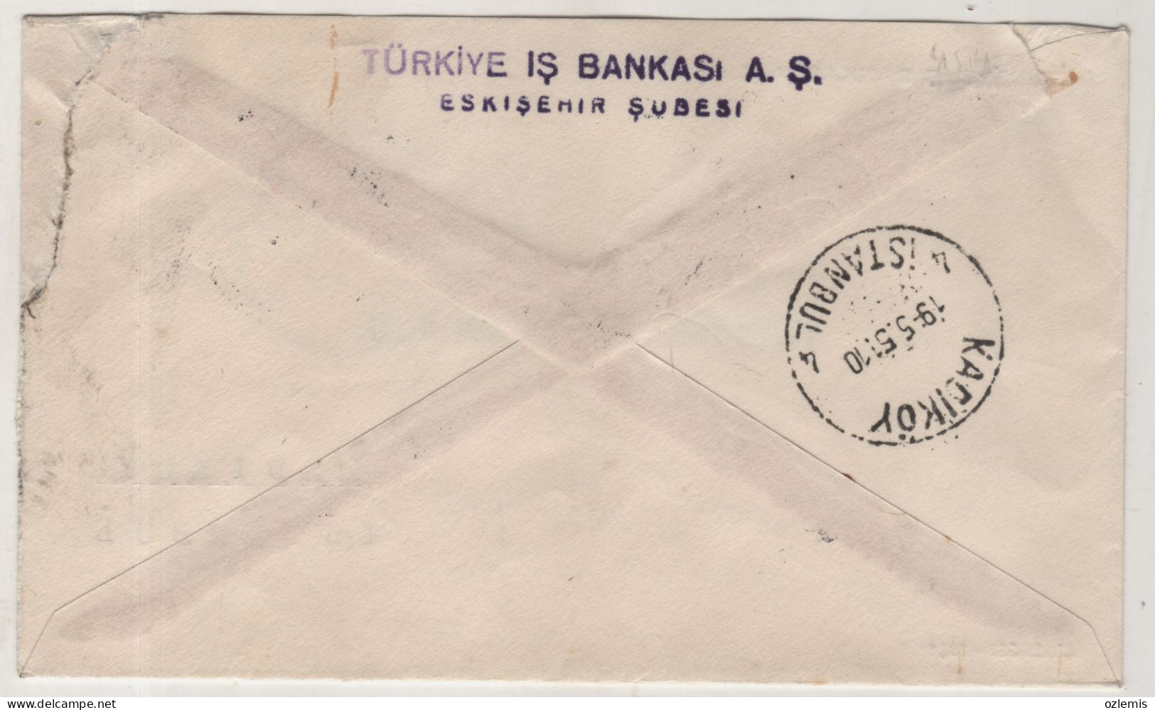 TURKEY,TURKEI,TURQUIE ,ESKISEHIR TO ISTANBUL ,TURKIYE IS BANK ,1951 COVER , - Briefe U. Dokumente