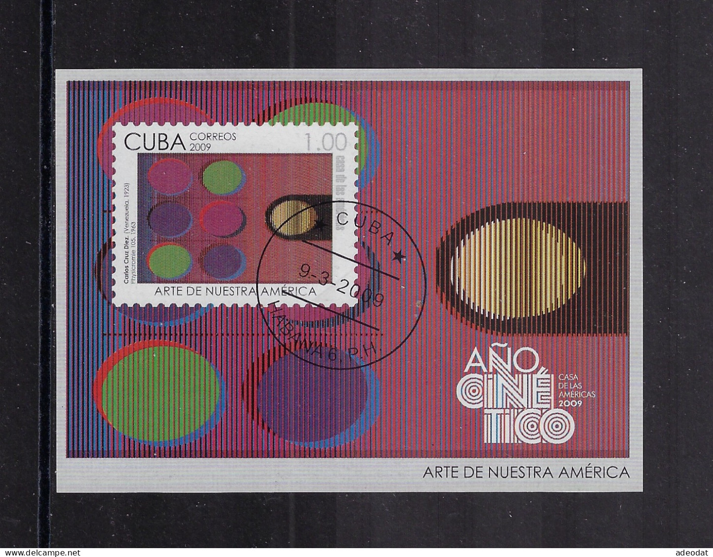 CUBA 2009 STAMPWORLD 5241 Mini Sheet 106X76mm CANCELLED $1.50 .jpg - Usados