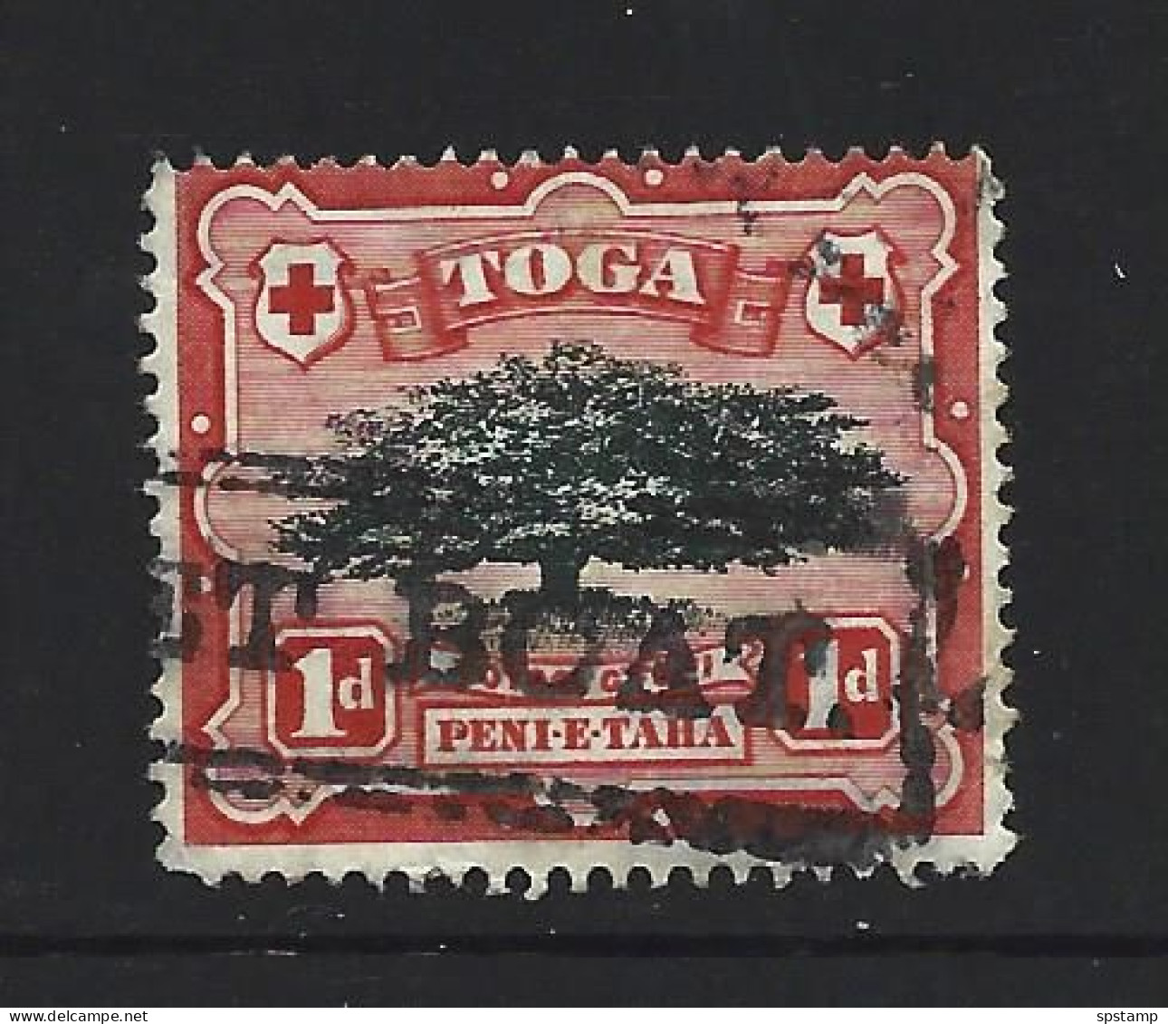 Tonga 1897 1d Tree FU Large Part Boxed Packet Boat Cancel - Tonga (...-1970)