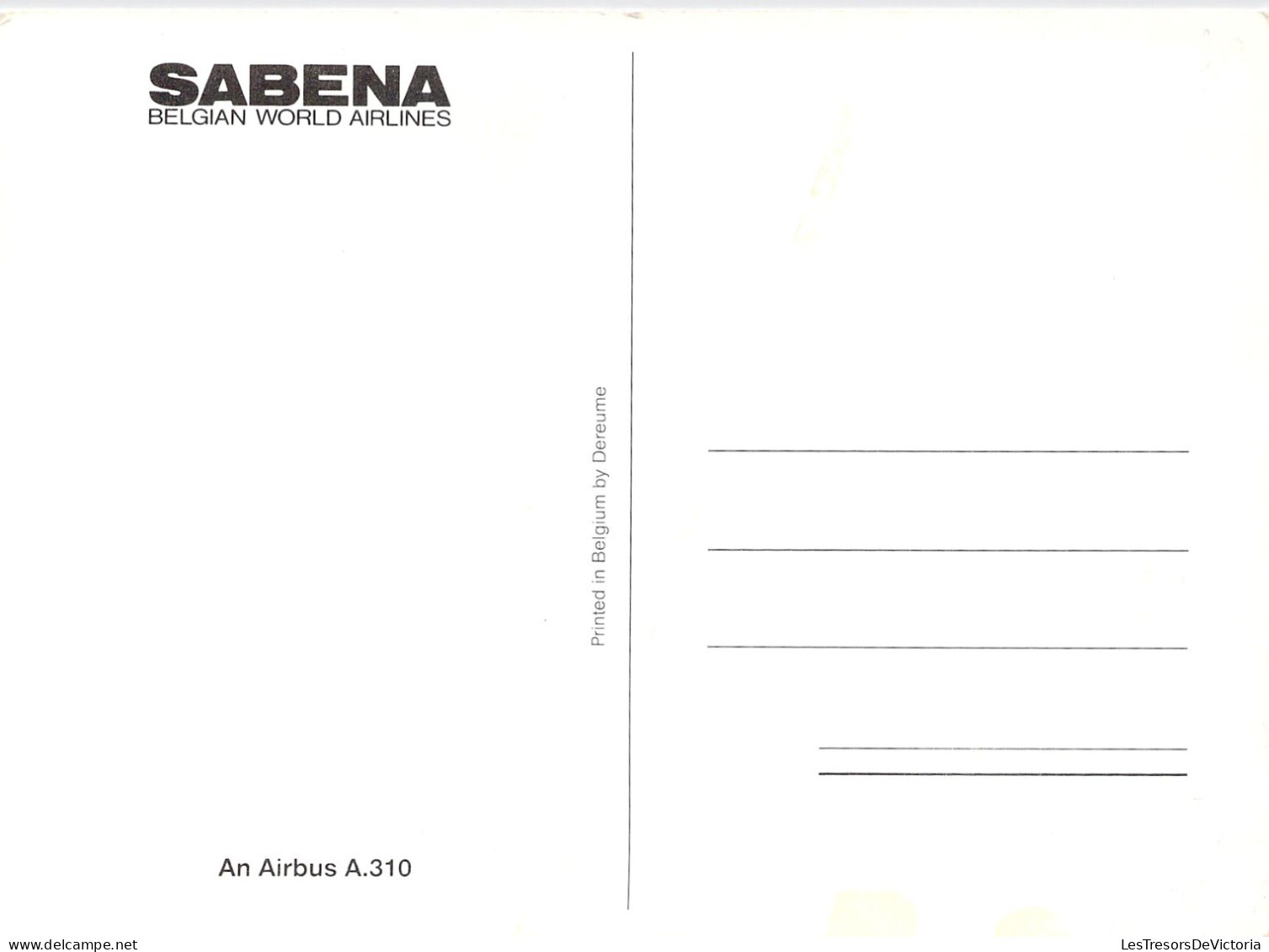 Avion - Sabena - Belgian World Airlines - An Airbus A 310 - Carte Postale - 1946-....: Era Moderna