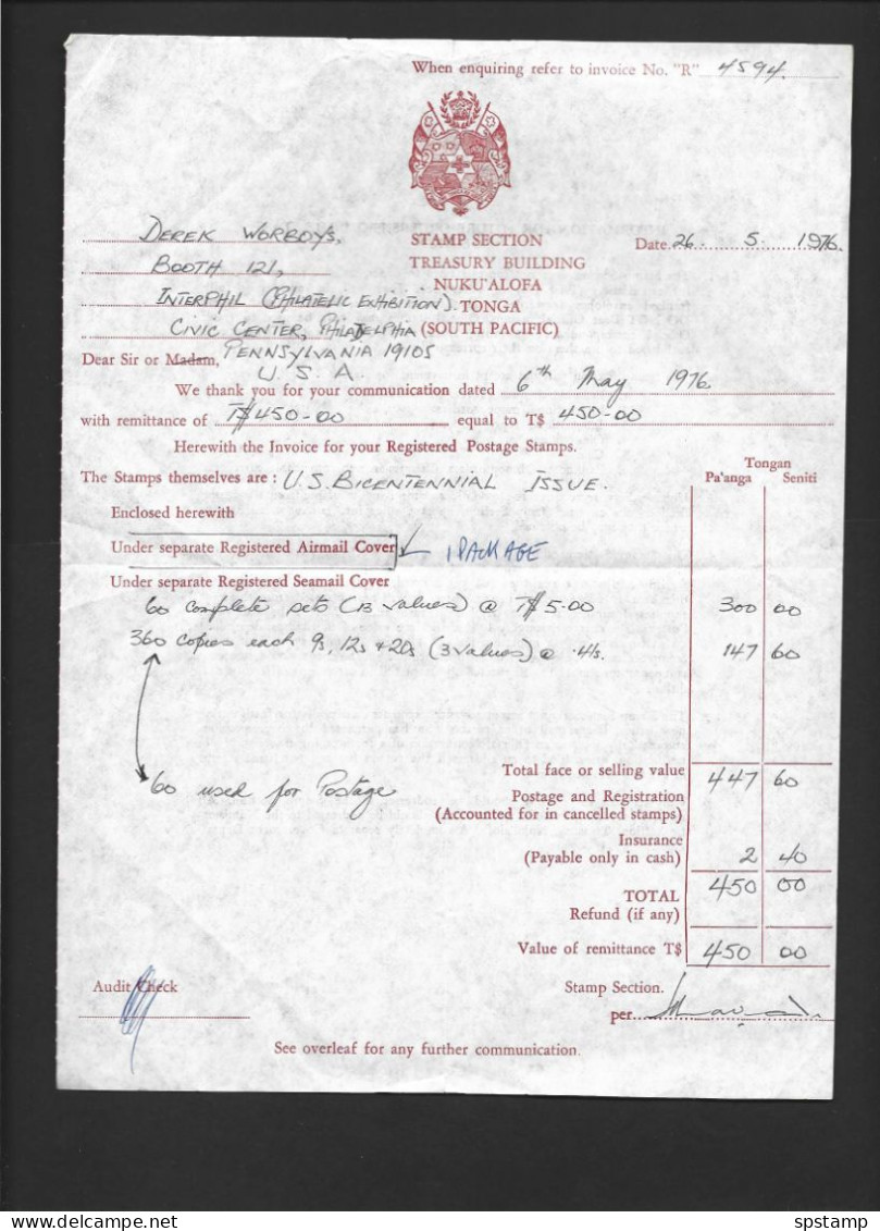 Tonga 1983 Ministry Of Finance Original Letter Of Appointment Of Philatelic Consultants Worboys & Benjamin + Receipts - Tonga (...-1970)