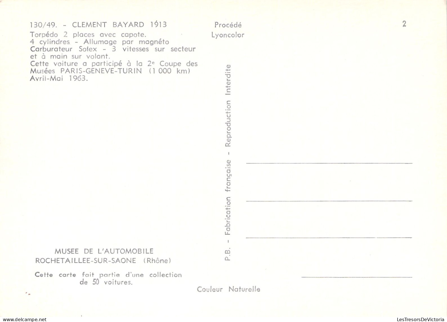 Automobile - Clement Bayard 1913 - Voiture Ancienne - Carte Postale - Sonstige & Ohne Zuordnung