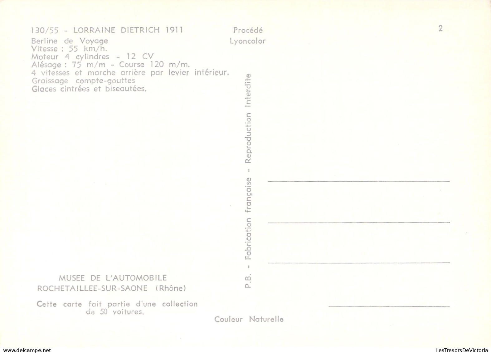 Automobile - Lorraine Dietrich 1911 - Voiture Ancienne - Carte Postale - Sonstige & Ohne Zuordnung