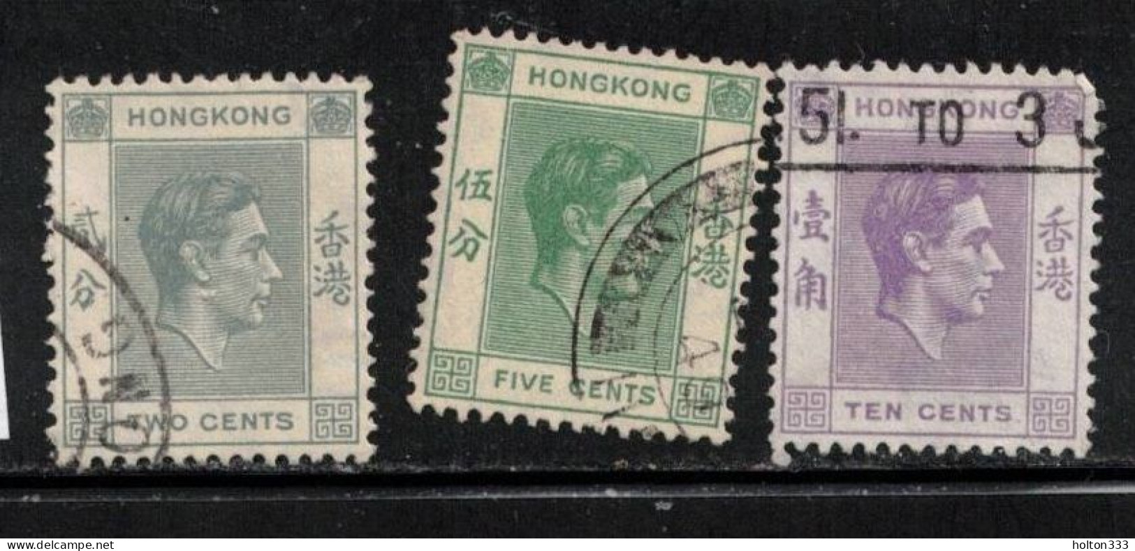 HONG KONG  Scott # 155, 157, 158 Used - KGVI - Usados