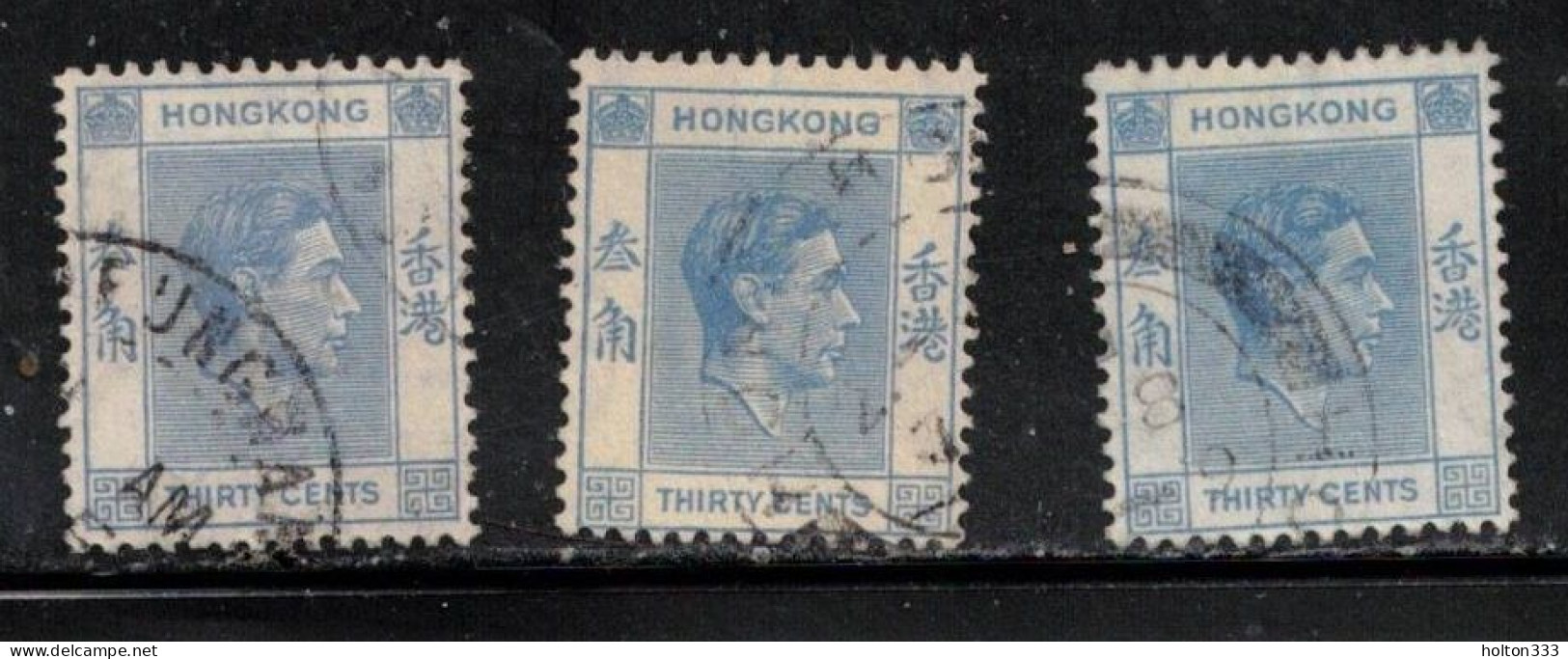 HONG KONG  Scott # 161B Used X 3 - KGVI - Gebruikt