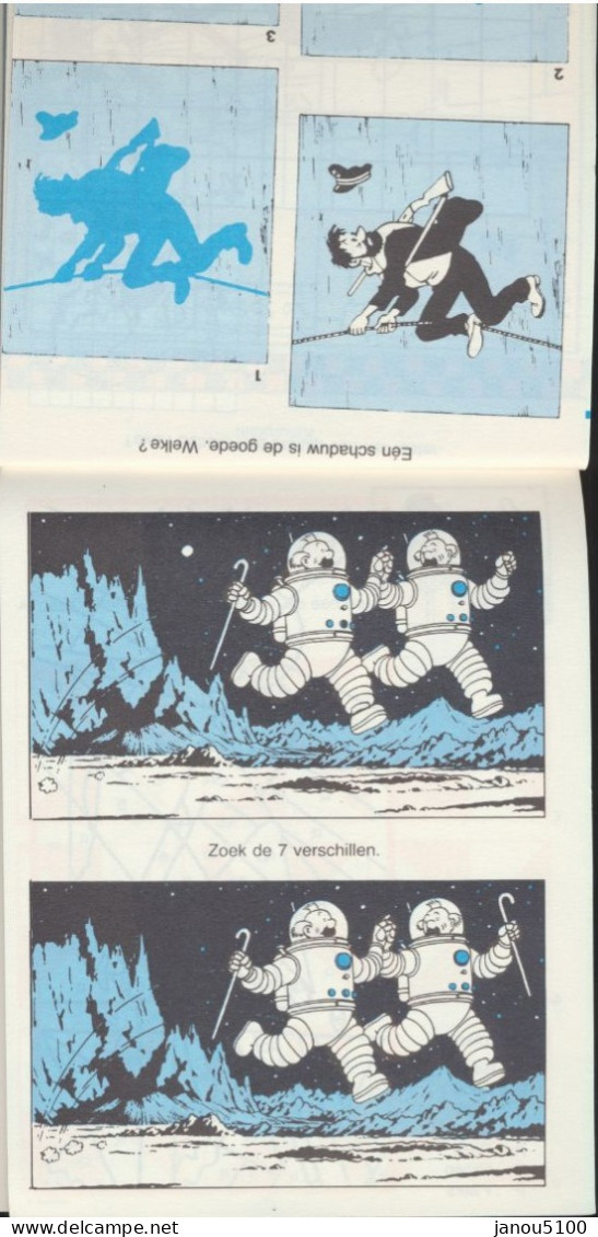 PETIT CARNET  DE JEUX TIRES  DE LA BD TINTIN D' HERGE    KUIFJE   MET PLAKPLAATJES .    1987. - Otros & Sin Clasificación